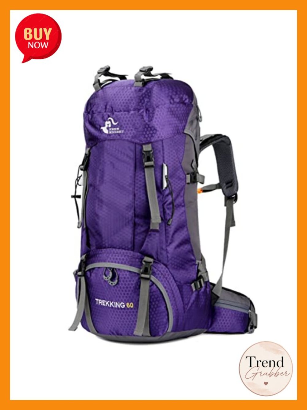 60L Waterproof Hiking Backpack with Rain Cover, Large Camping Daypack